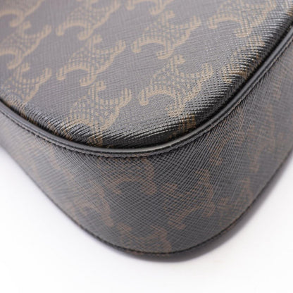 Celine Shoulder Bag Triomphe Roller Medium Brown Black Leather — view 6
