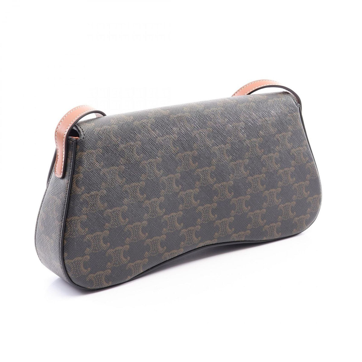 Celine Shoulder Bag Triomphe Roller Medium Brown Black Leather — view 2