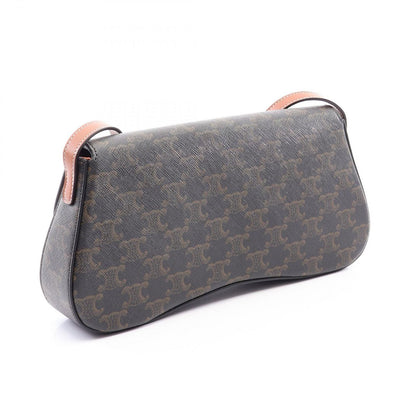 Celine Shoulder Bag Triomphe Roller Medium Brown Black Leather — view 2