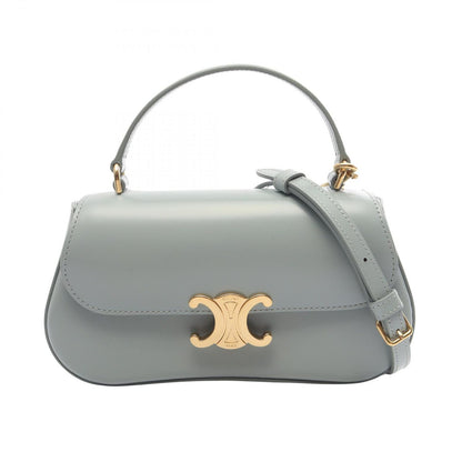 Celine Handbag Teenage Laura 2-Way Light Blue Leather Triomphe