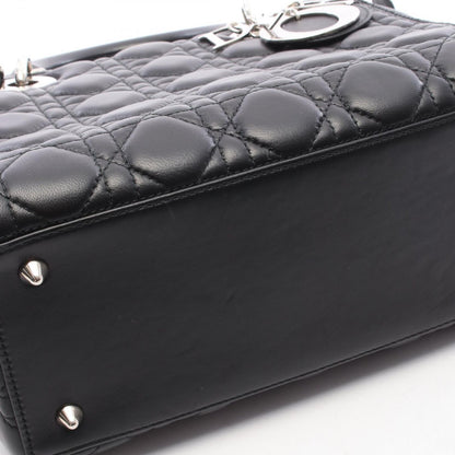 Dior Handbag Lady Dior 2-Way Black Leather Tote Medium — view 6
