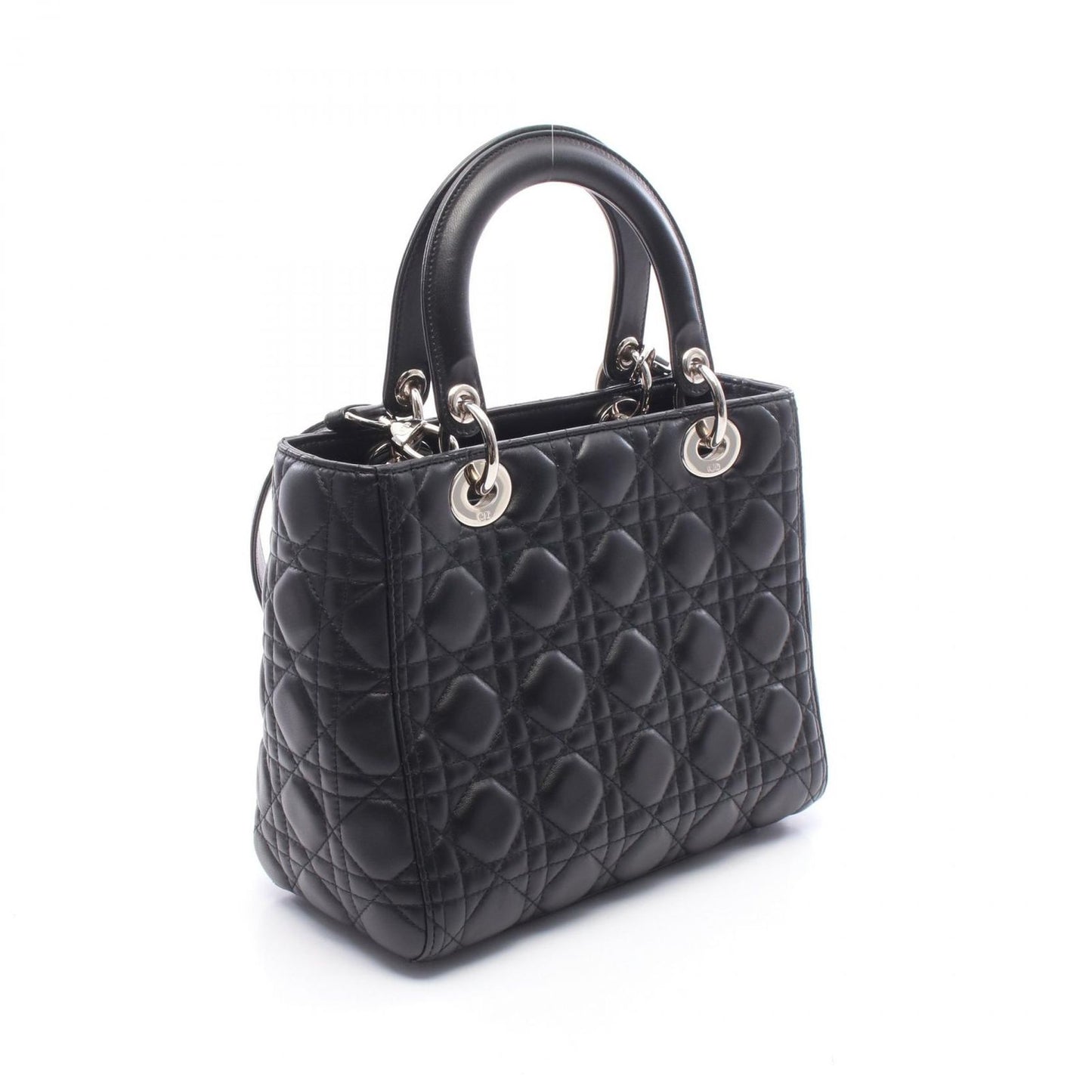 Dior Handbag Lady Dior 2-Way Black Leather Tote Medium — view 2