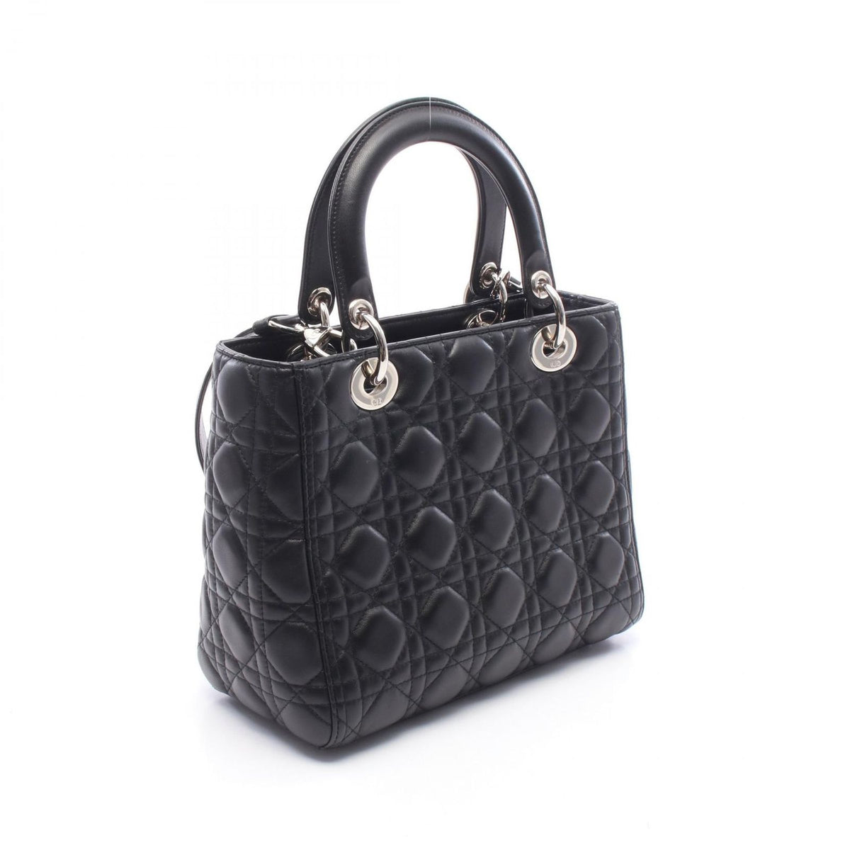 Dior Handbag Lady Dior 2-Way Black Leather Tote Medium — view 2