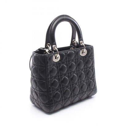 Dior Handbag Lady Dior 2-Way Black Leather Tote Medium — view 2