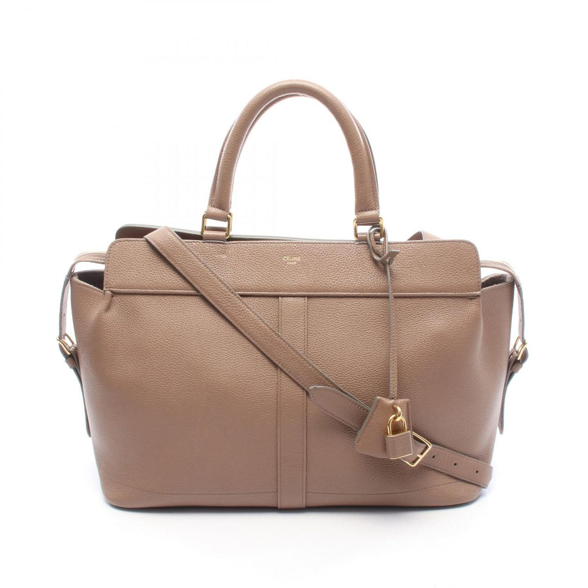 Celine Handbag Cabas de France Medium Beige Leather