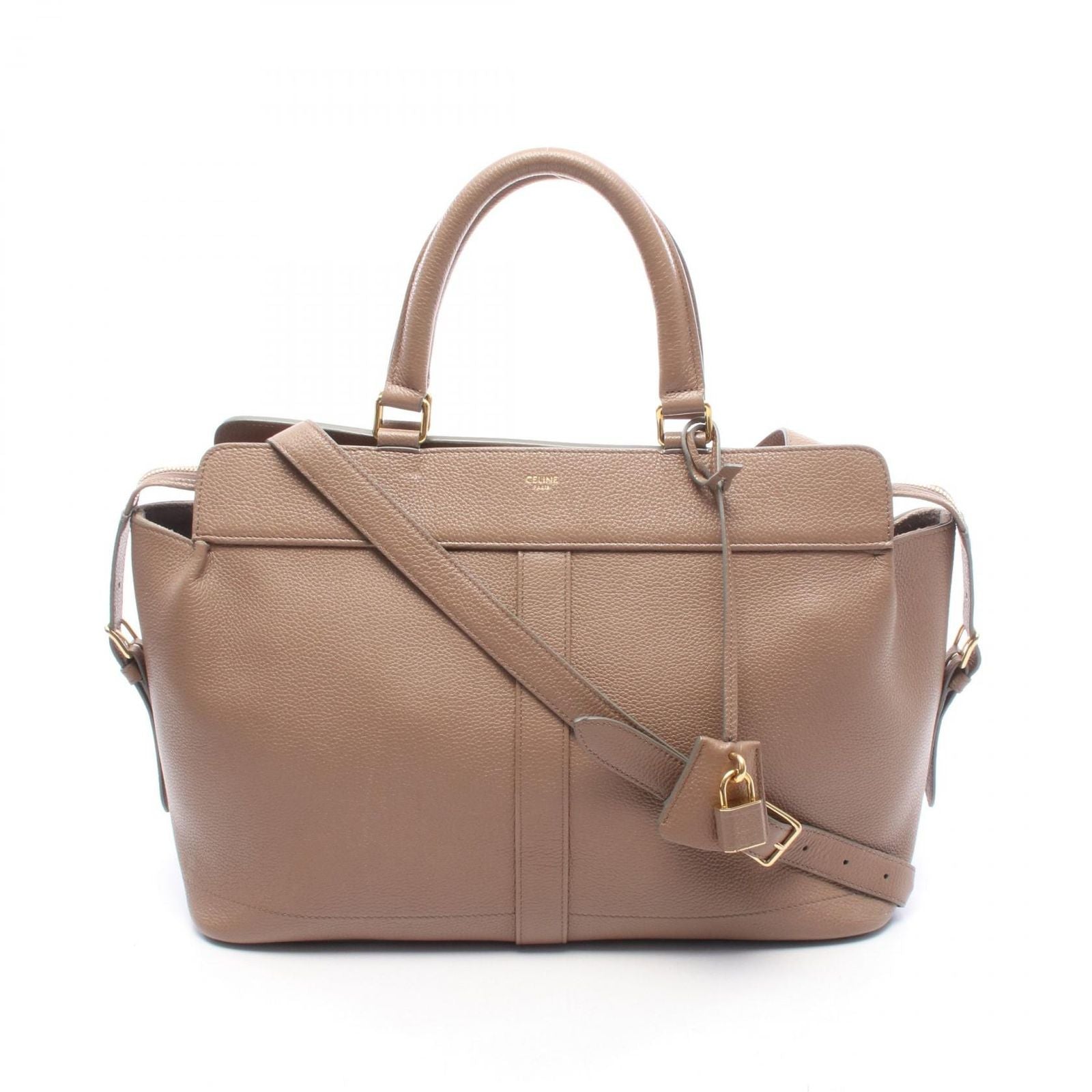 Celine Handbag Cabas de France Medium Beige Leather