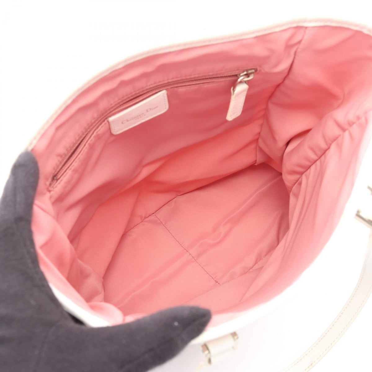 Dior Tote Trotter Pink White Canvas Leather — view 3