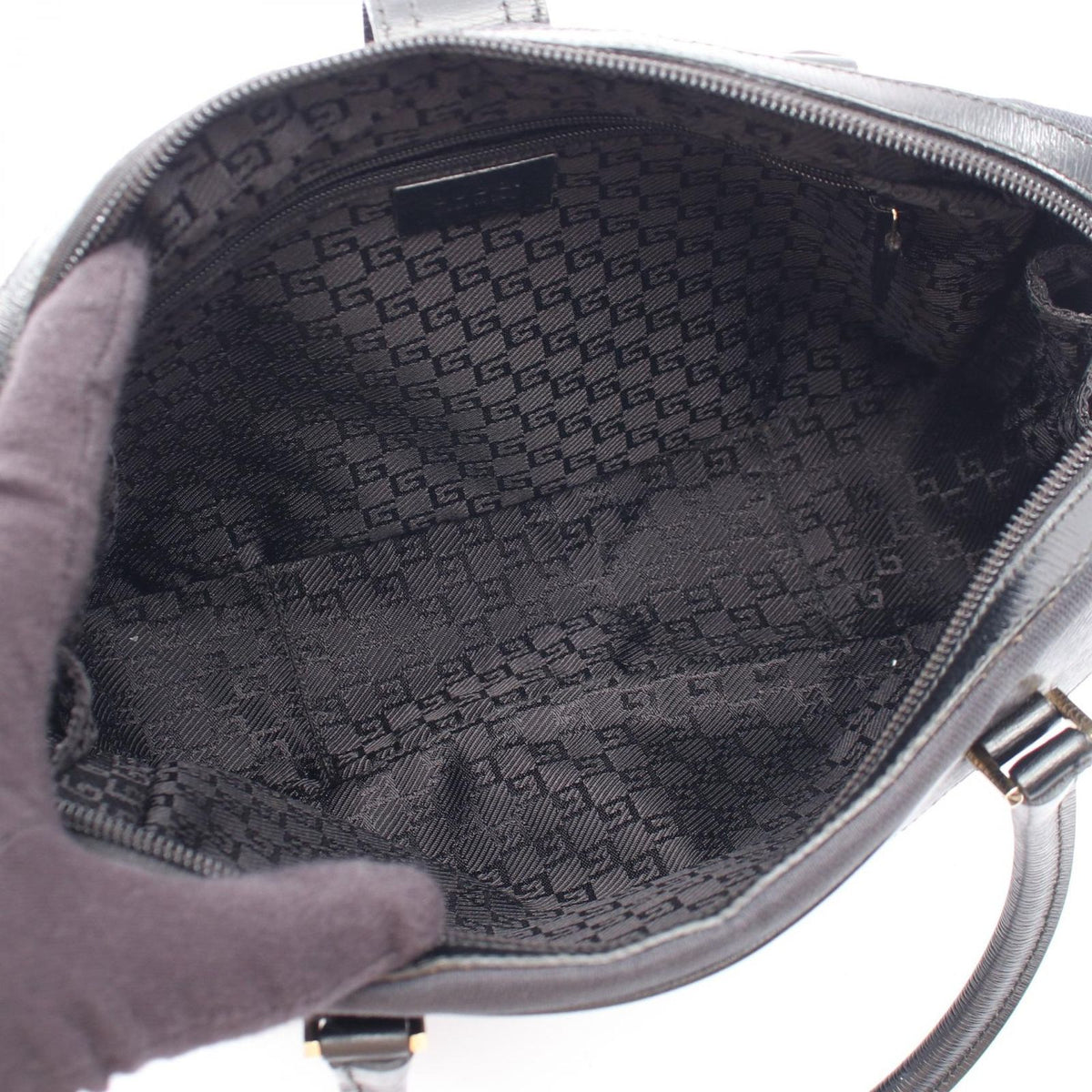Gucci Handbag G Logo Black Canvas Leather — view 3