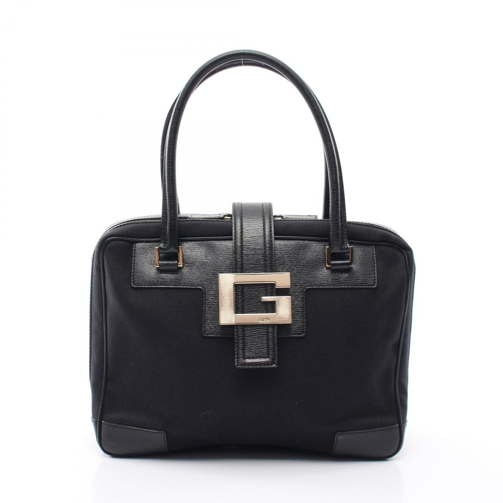 Gucci Handbag G Logo Black Canvas Leather