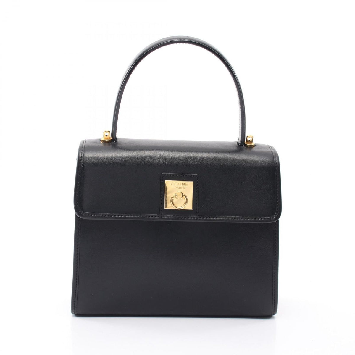 Celine Handbag Gancini Black Leather 2-Way