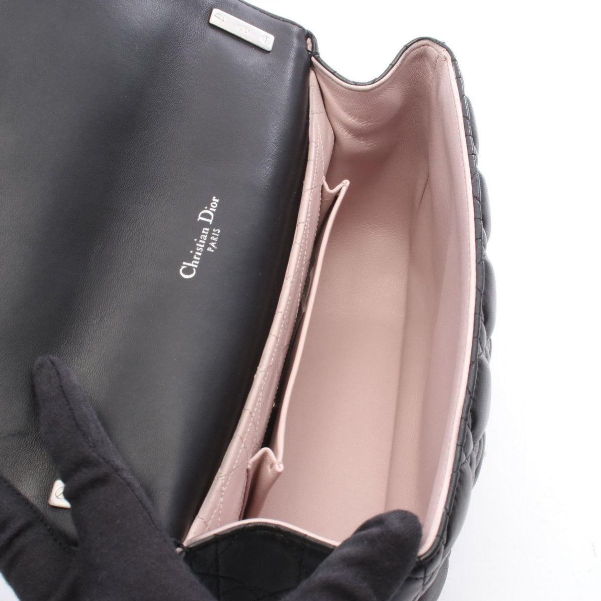 Dior Shoulder Bag Miss Dior Cannage Black Lambskin Chain — view 3