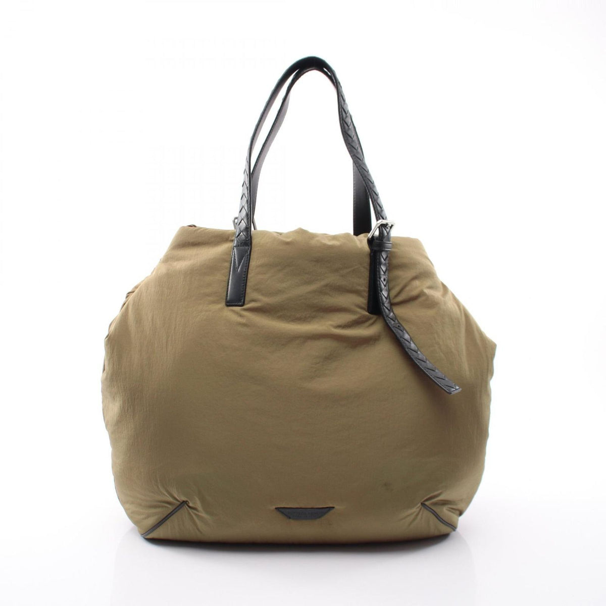 Bottega Veneta Tote Crossroad Buckle Khaki Black Nylon Leather