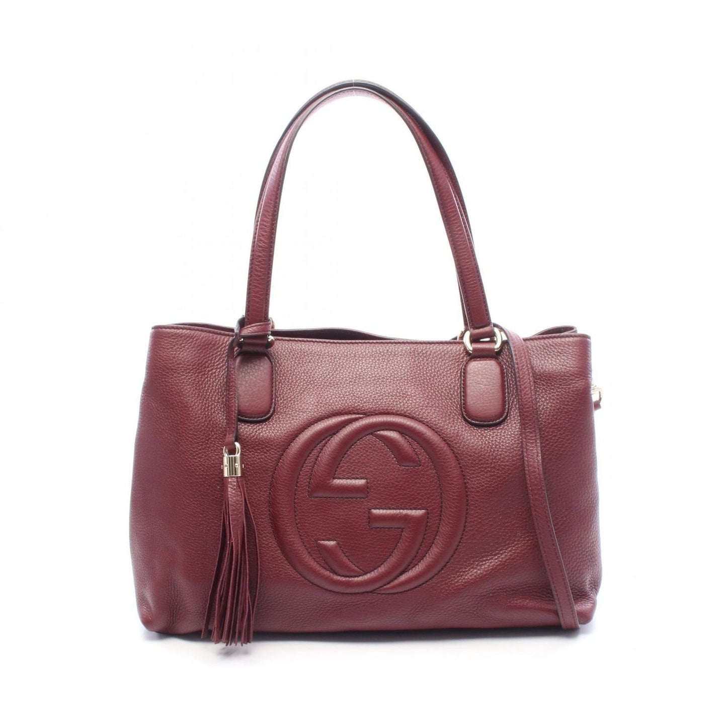 Gucci Tote Soho Interlocking G 2-Way Burgundy Leather
