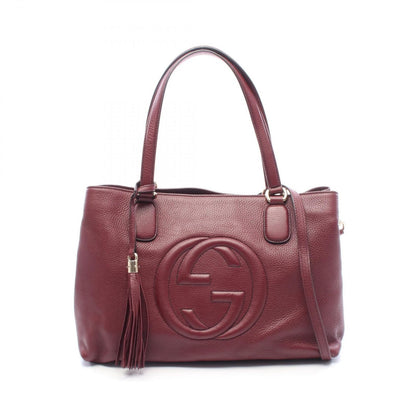Gucci Tote Soho Interlocking G 2-Way Burgundy Leather