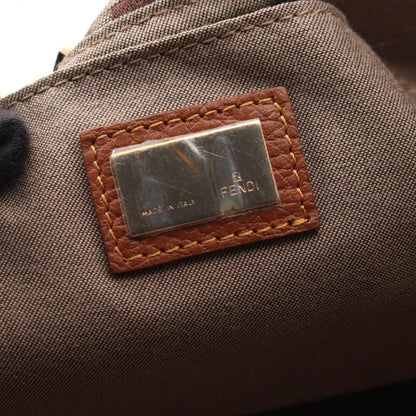 Fendi Tote Zucchino Beige Brown Canvas Leather — view 4
