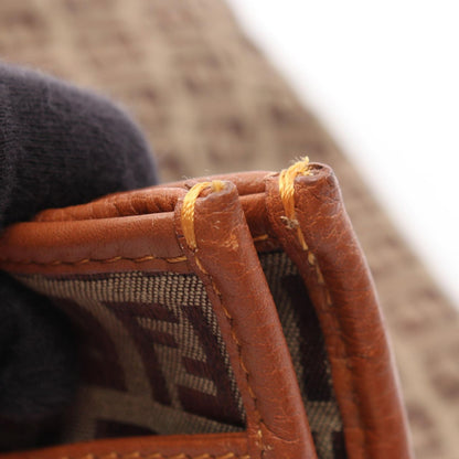 Fendi Tote Zucchino Beige Brown Canvas Leather — view 7