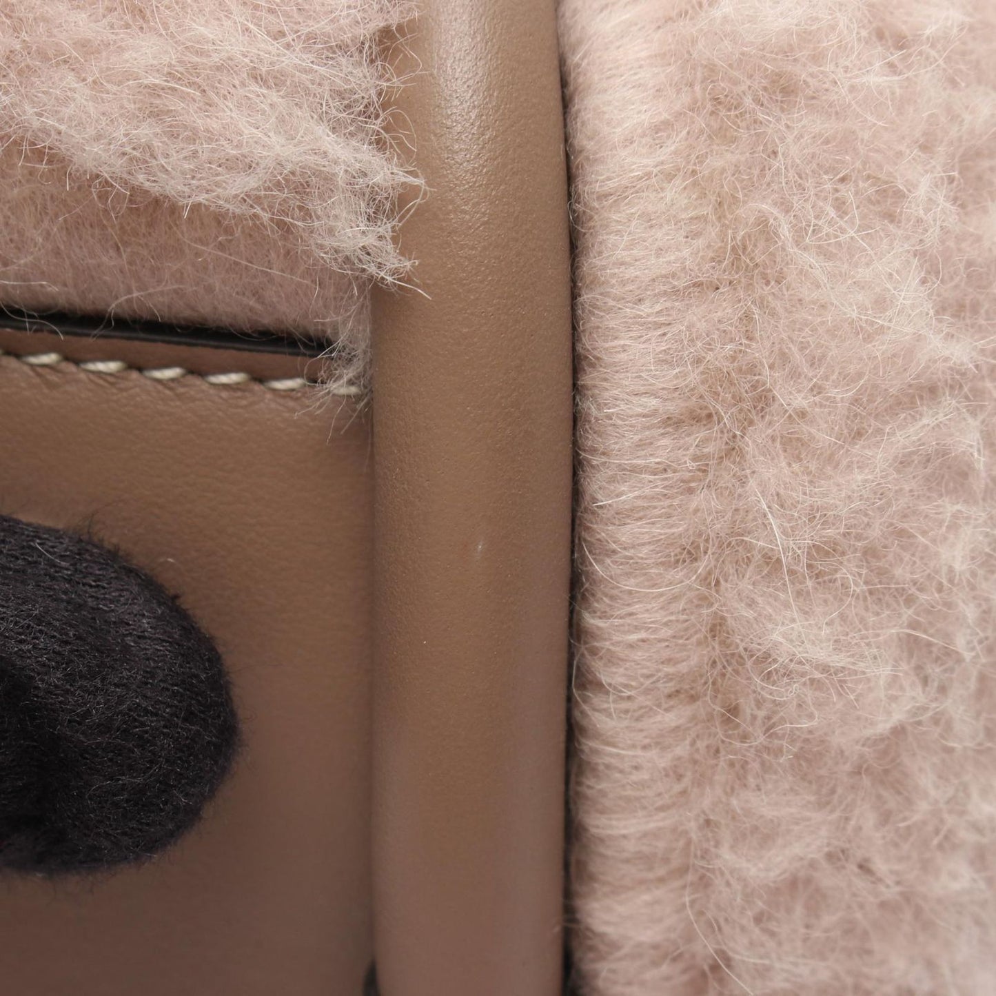 Max Mara Handbag T Marine Teddy Bear 2-Way Gray Beige Wool Leather — view 6