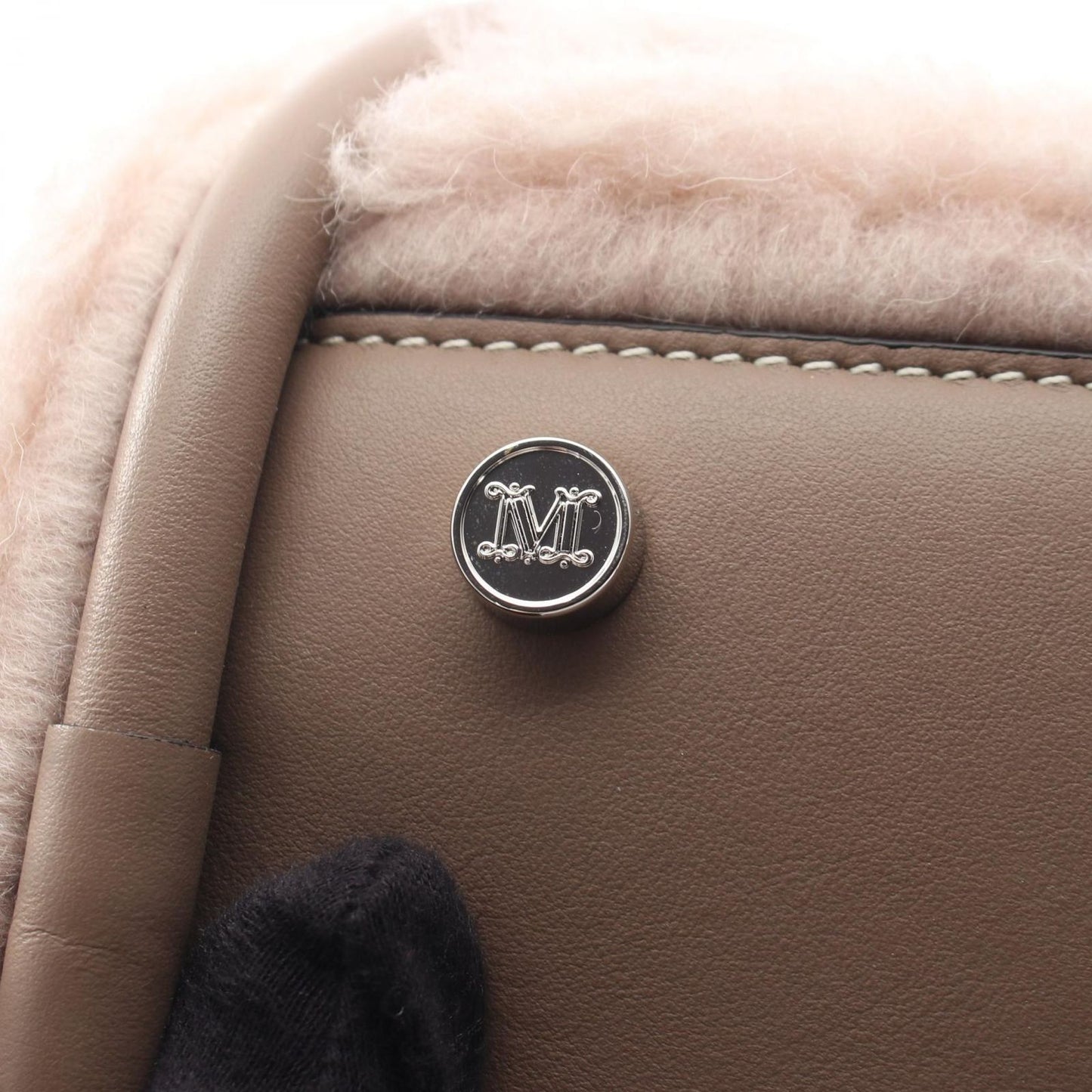 Max Mara Handbag T Marine Teddy Bear 2-Way Gray Beige Wool Leather — view 7