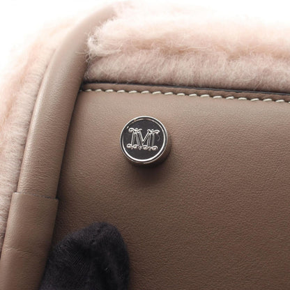 Max Mara Handbag T Marine Teddy Bear 2-Way Gray Beige Wool Leather — view 7