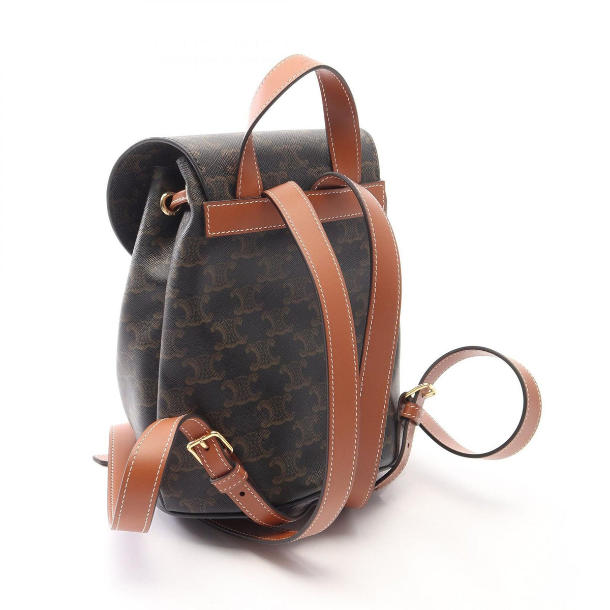 Celine Backpack Bonnie Triomphe Brown Black Leather — view 2