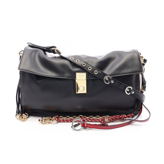 Prada Shoulder Bag Soft Sound Large Black Red White Leather