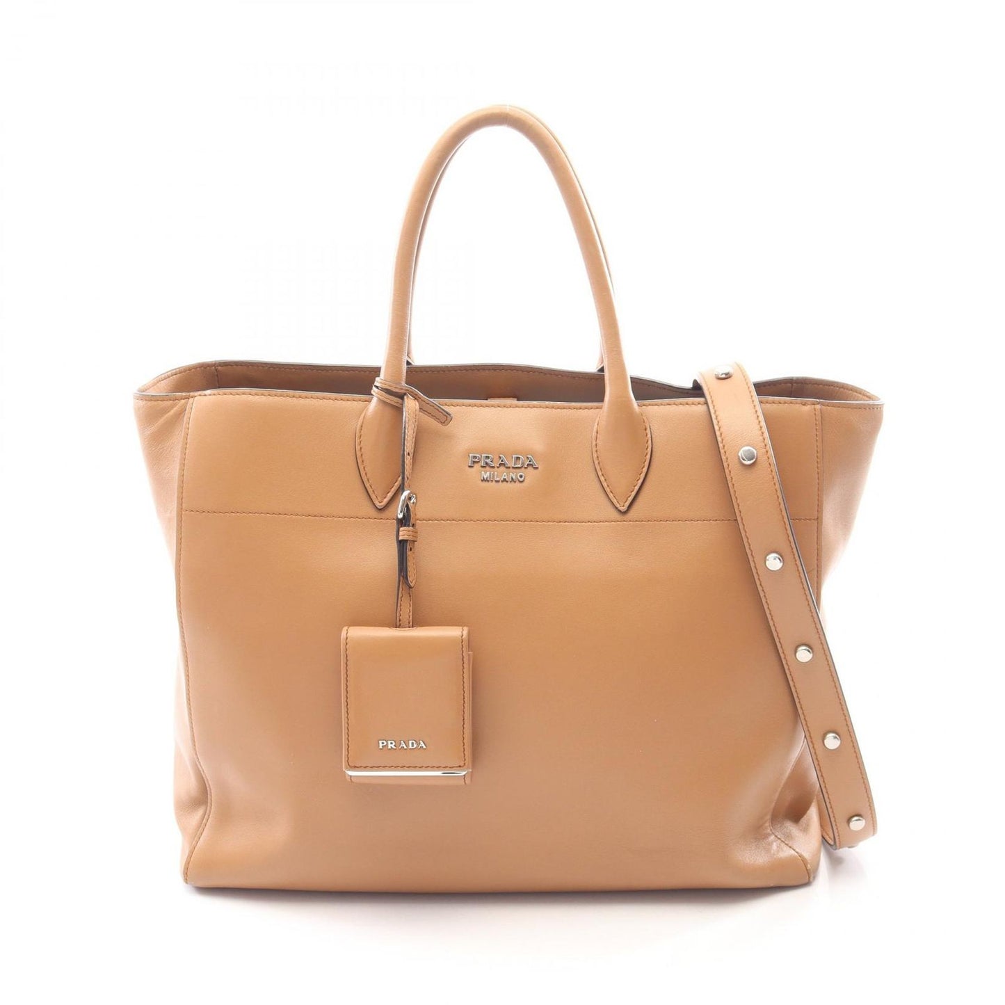 Prada Tote Ctiy Calfskin 2-Way Brown Leather