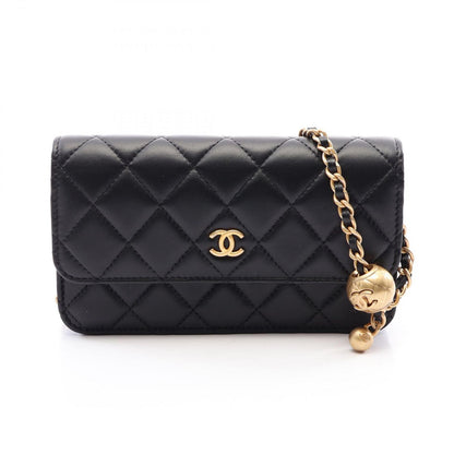 Chanel Shoulder Bag Quilted Black Lambskin Chain Phone Case