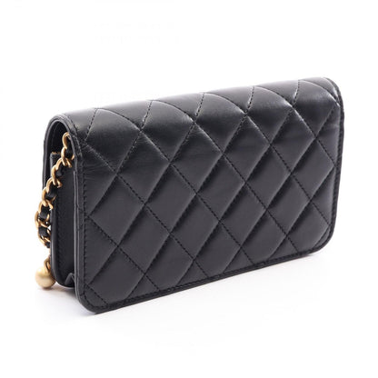 Chanel Shoulder Bag Quilted Black Lambskin Chain Phone Case — view 2