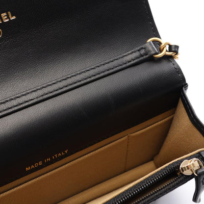 Chanel Shoulder Bag Quilted Black Lambskin Chain Phone Case — view 6