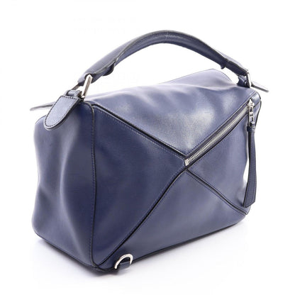 Loewe Handbag Puzzle Bag Medium 2-Way Navy White Leather — view 2