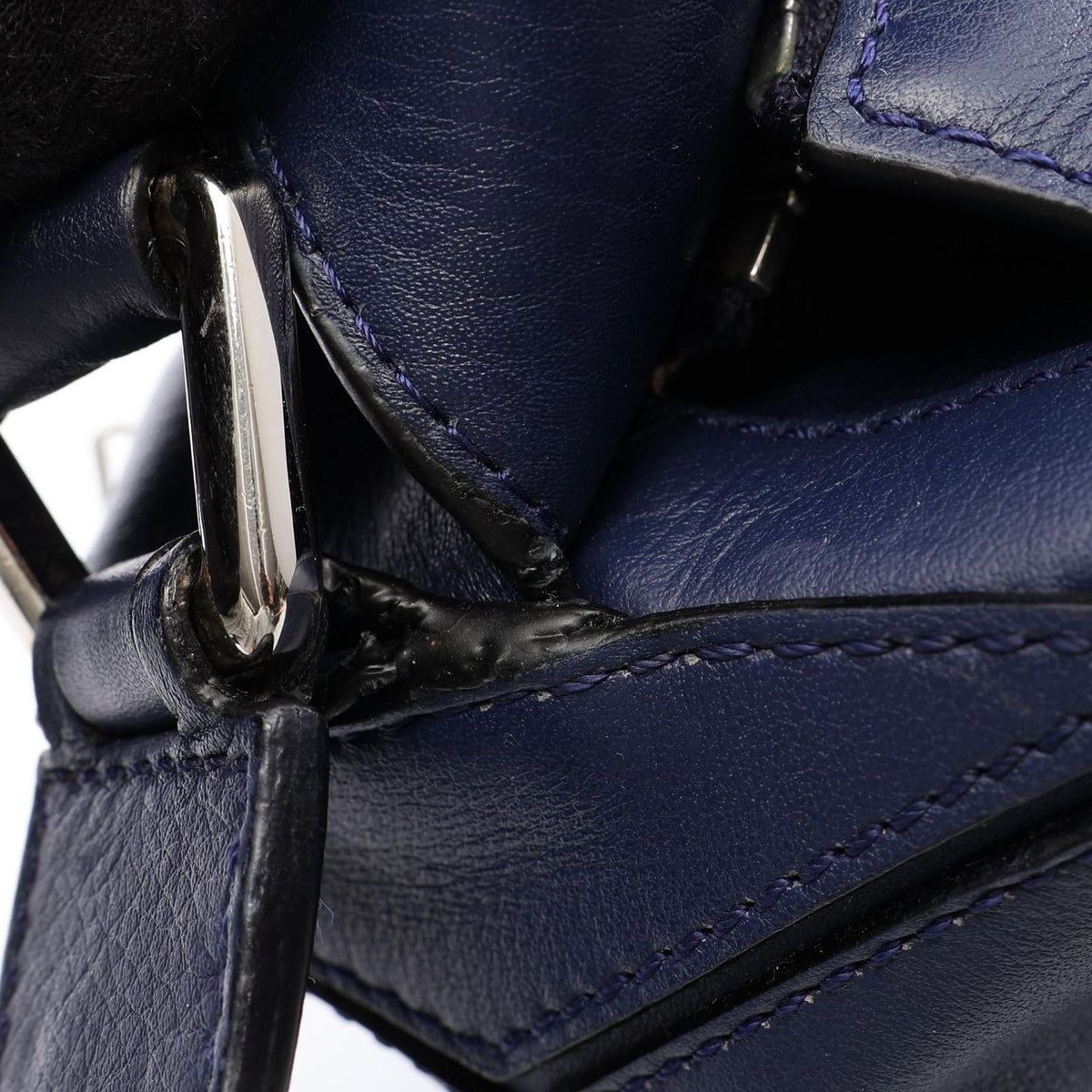 Loewe Handbag Puzzle Bag Medium 2-Way Navy White Leather — view 6