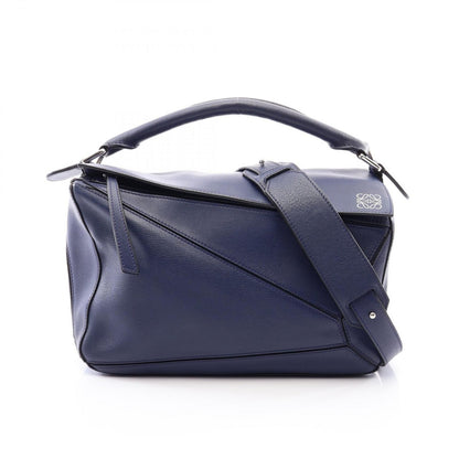 Loewe Handbag Puzzle Bag Medium 2-Way Navy White Leather