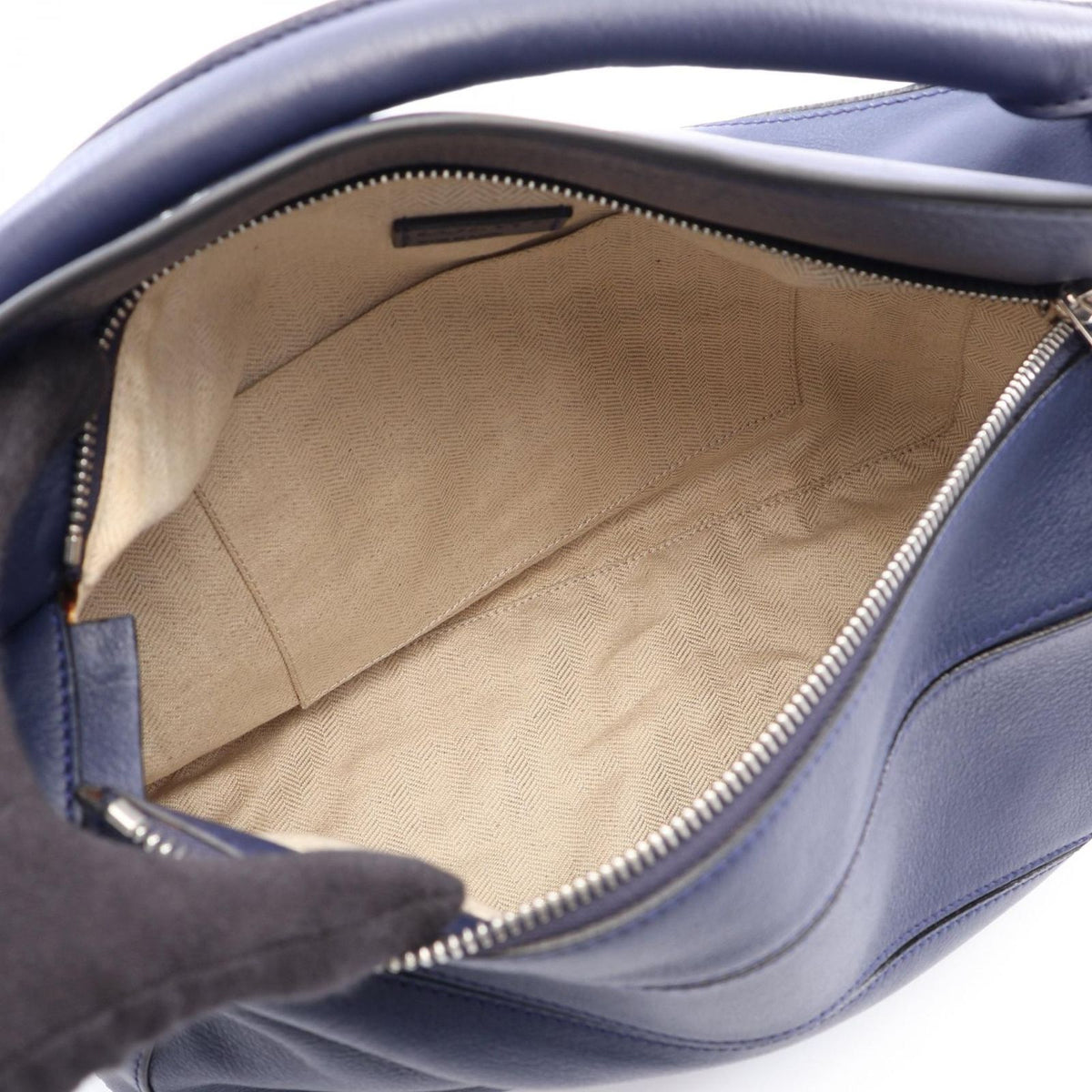 Loewe Handbag Puzzle Bag Medium 2-Way Navy White Leather — view 3