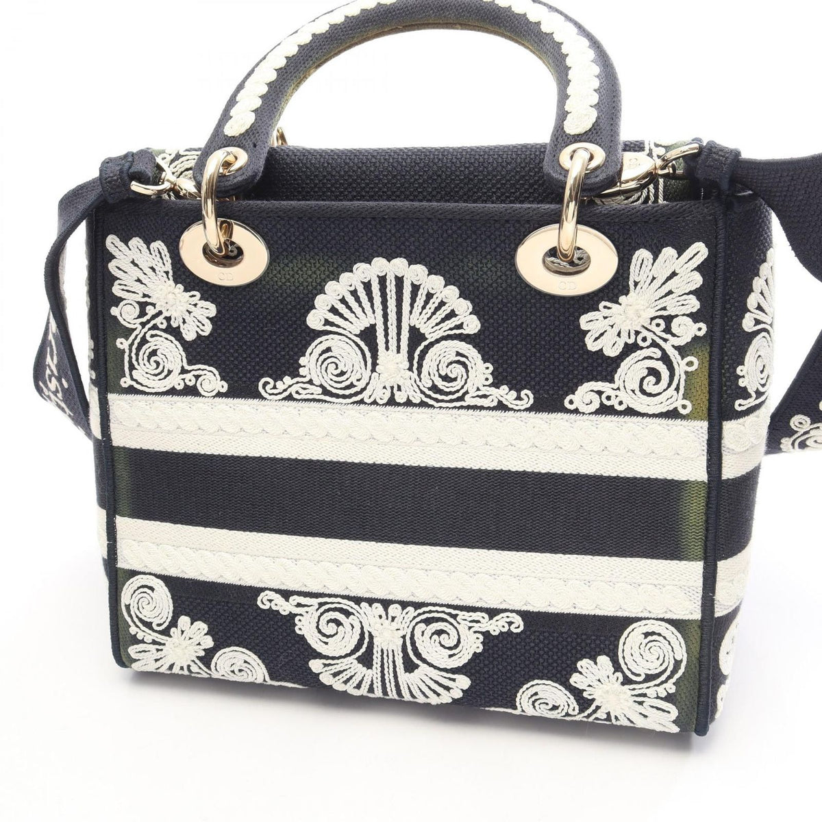 Dior Handbag Lady D-lite Cornelie Medium 2-Way Navy White Canvas — view 5