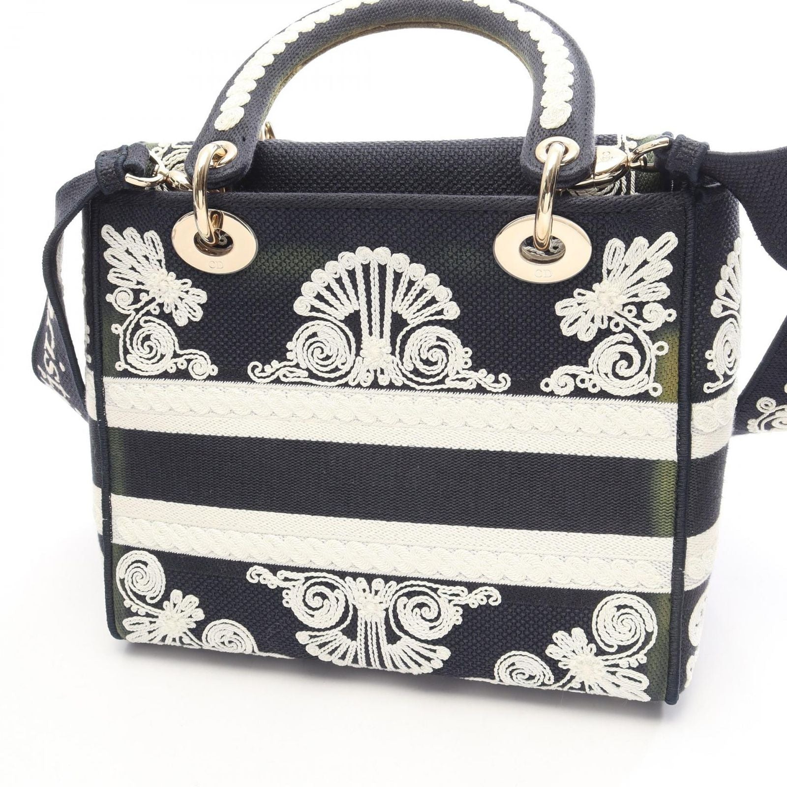 Dior Handbag Lady D-lite Cornelie Medium 2-Way Navy White Canvas — view 5