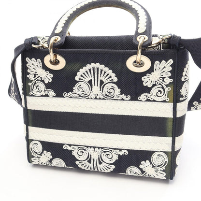 Dior Handbag Lady D-lite Cornelie Medium 2-Way Navy White Canvas — view 5