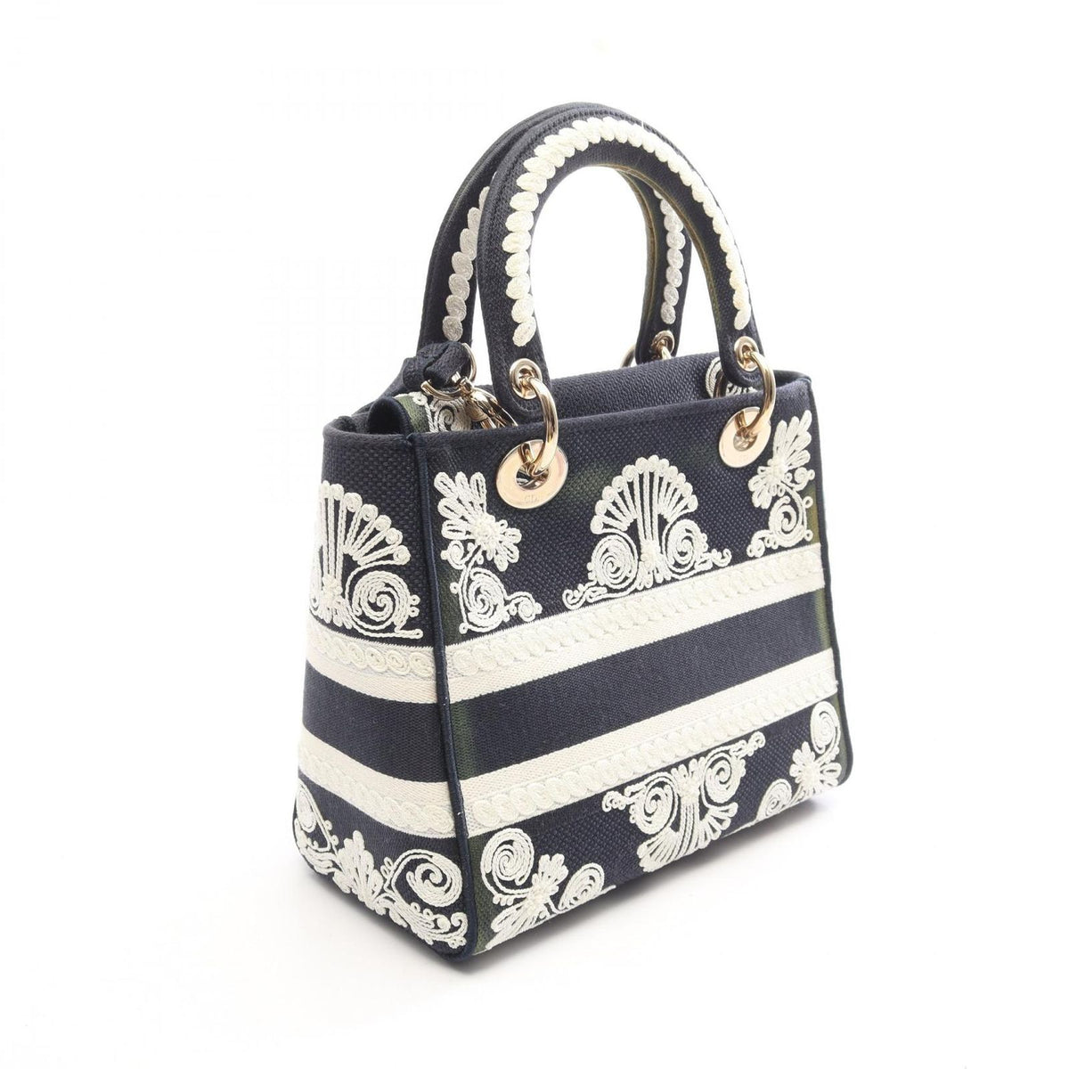 Dior Handbag Lady D-lite Cornelie Medium 2-Way Navy White Canvas — view 2