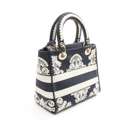 Dior Handbag Lady D-lite Cornelie Medium 2-Way Navy White Canvas — view 2
