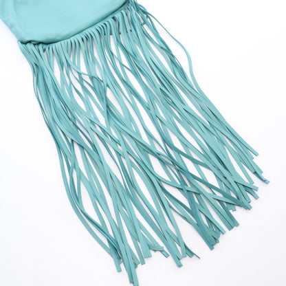 Bottega Veneta Shoulder Bag the Fringe Pouch Emerald Green Leather — view 7