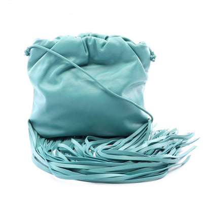 Bottega Veneta Shoulder Bag the Fringe Pouch Emerald Green Leather