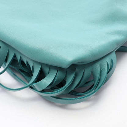 Bottega Veneta Shoulder Bag the Fringe Pouch Emerald Green Leather — view 6