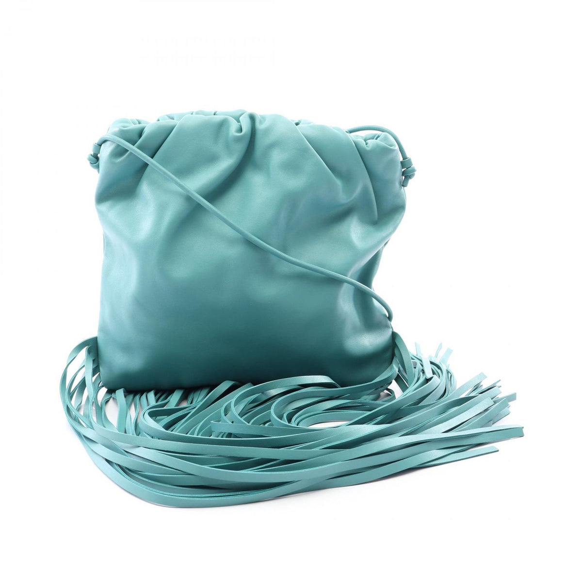Bottega Veneta Shoulder Bag the Fringe Pouch Emerald Green Leather