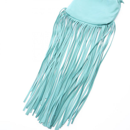 Bottega Veneta Shoulder Bag the Fringe Pouch Emerald Green Leather — view 8