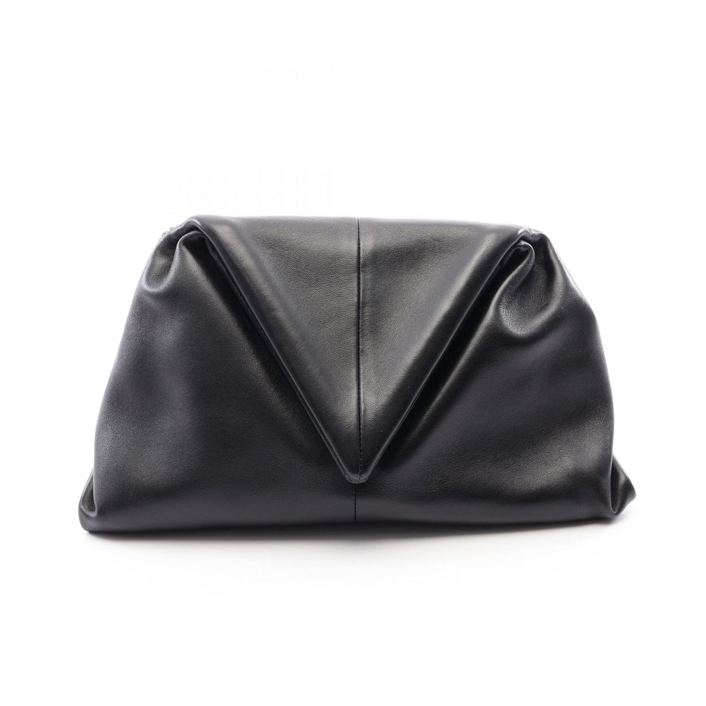 Bottega Veneta Clutch Triangle Flap Black Leather