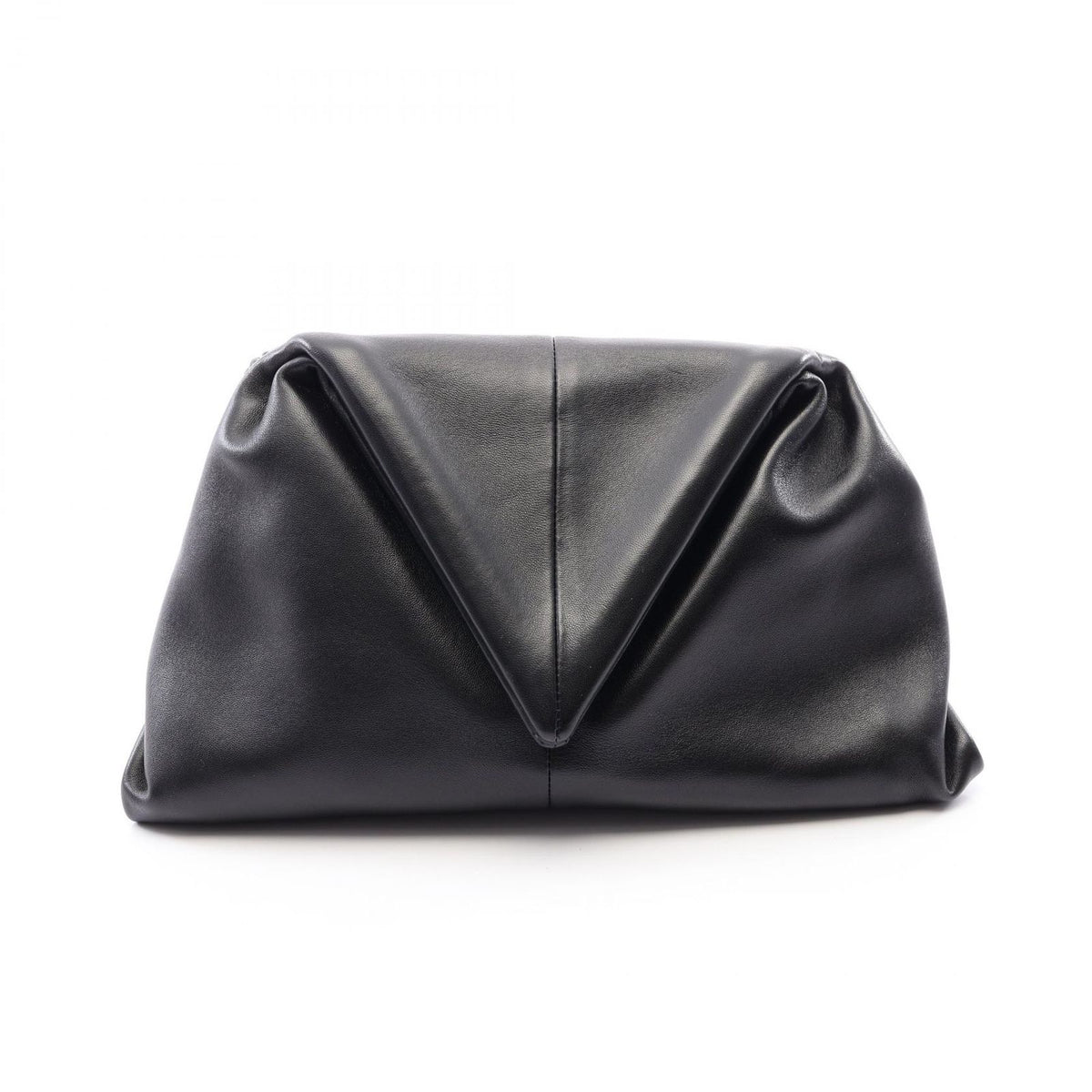 Bottega Veneta Clutch Triangle Flap Black Leather