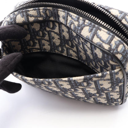Dior Shoulder Bag Safari Oblique Ivory Navy Black Canvas Leather Mini — view 6