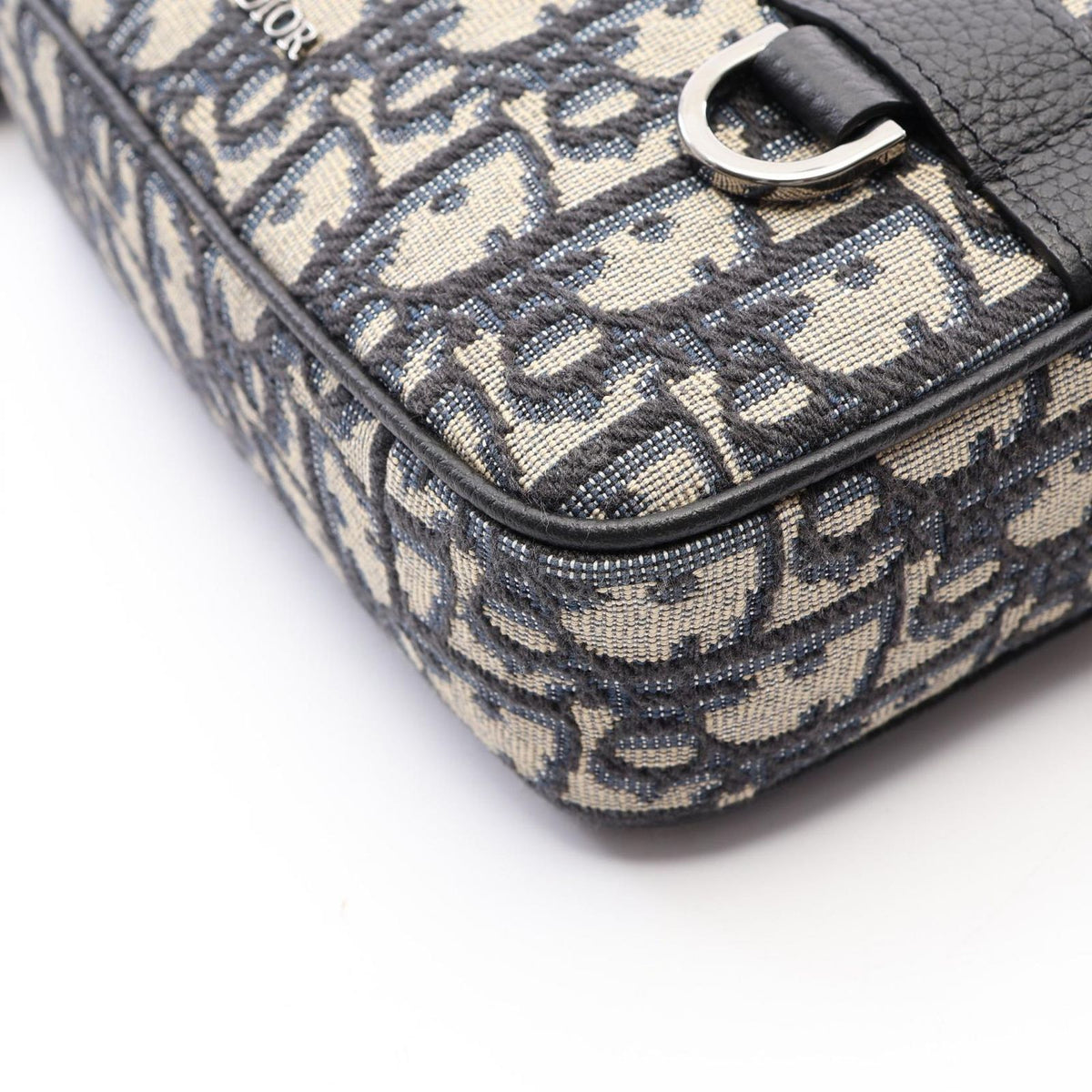 Dior Shoulder Bag Safari Oblique Ivory Navy Black Canvas Leather Mini — view 5