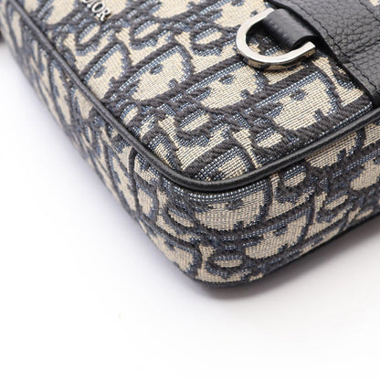 Dior Shoulder Bag Safari Oblique Ivory Navy Black Canvas Leather Mini — view 5