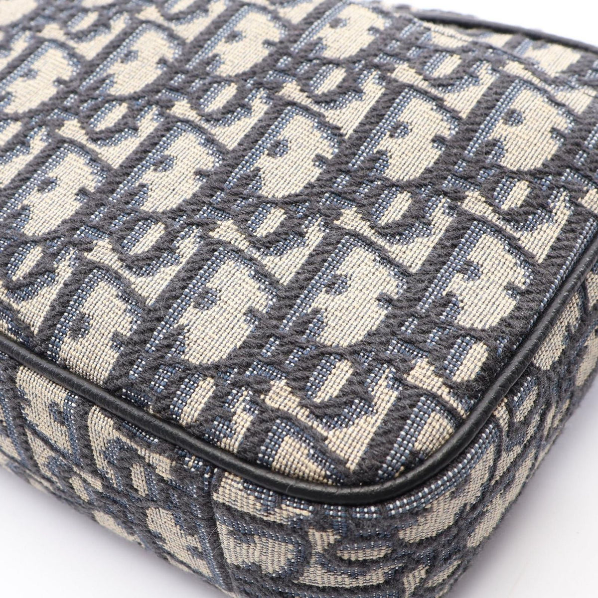 Dior Shoulder Bag Safari Oblique Ivory Navy Black Canvas Leather Mini — view 7