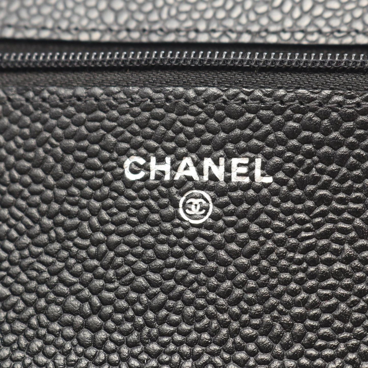 Chanel Shoulder Bag Quilted Black Caviar Leather Chain Wallet — view 4